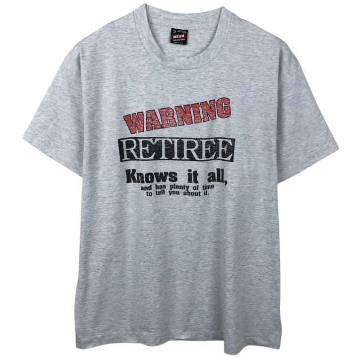 90'S Fruit of the Loom Message Print T-Shirt Made in USA Men's XL Vintage cotton gray type Vintage Second Hand