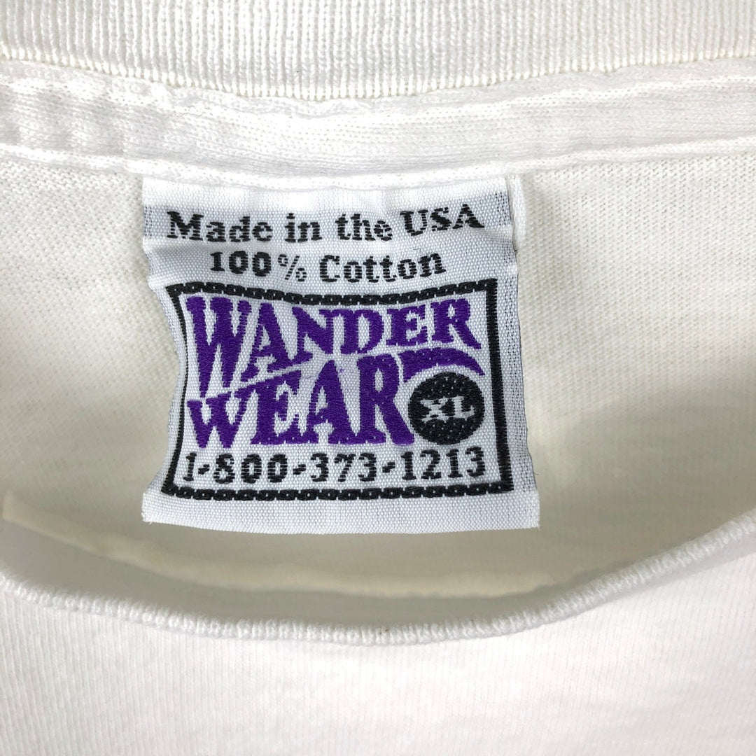 90'S WANDER WEAR Message Print T-Shirt, Made in USA, Men's XL (approx.), Vintage cotton white type Vintage Second Hand