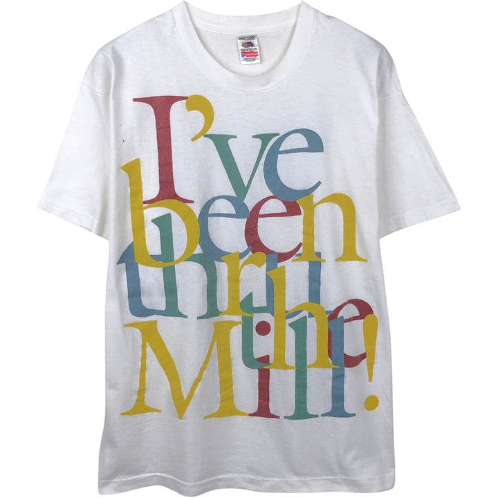 90'S Fruit of the Loom Large Print Message T-Shirt, Made in USA, Men's XL Equivalent, Vintage cotton white type Vintage Second Hand