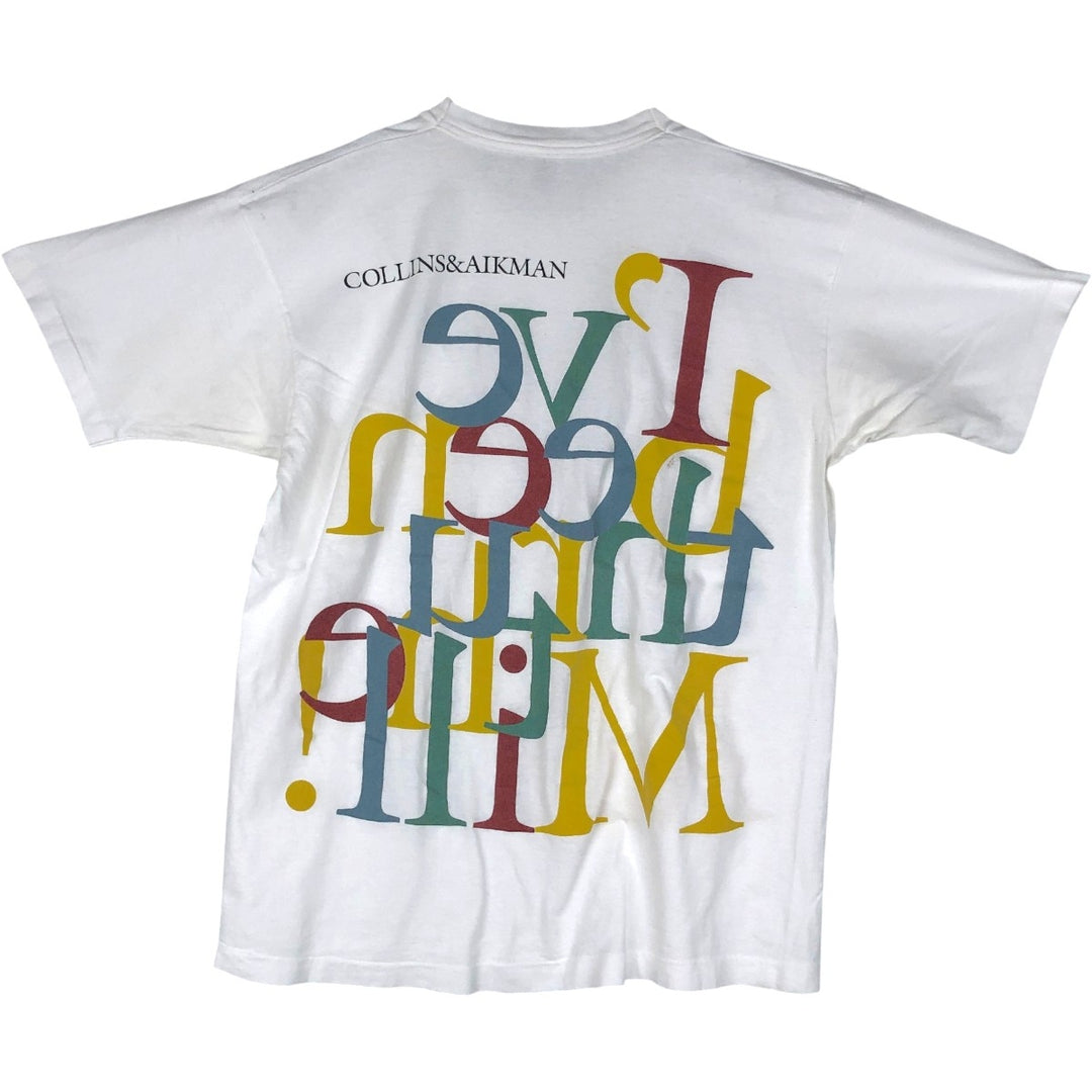 90'S Fruit of the Loom Large Print Message T-Shirt, Made in USA, Men's XL Equivalent, Vintage cotton white type Vintage Second Hand