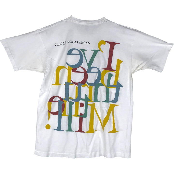 90'S Fruit of the Loom Large Print Message T-Shirt, Made in USA, Men's XL Equivalent, Vintage cotton white type Vintage Second Hand