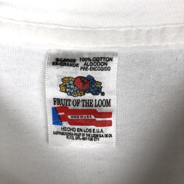 90'S Fruit of the Loom Large Print Message T-Shirt, Made in USA, Men's XL Equivalent, Vintage cotton white type Vintage Second Hand