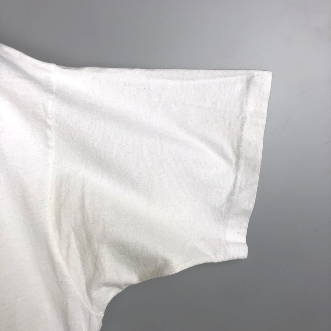 90'S Fruit of the Loom Large Print Message T-Shirt, Made in USA, Men's XL Equivalent, Vintage cotton white type Vintage Second Hand
