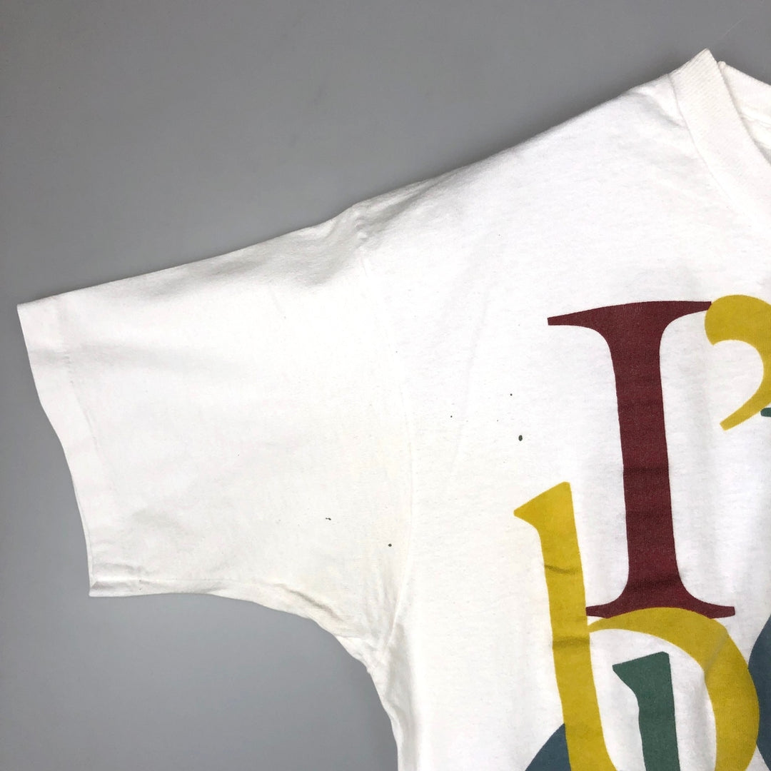 90'S Fruit of the Loom Large Print Message T-Shirt, Made in USA, Men's XL Equivalent, Vintage cotton white type Vintage Second Hand