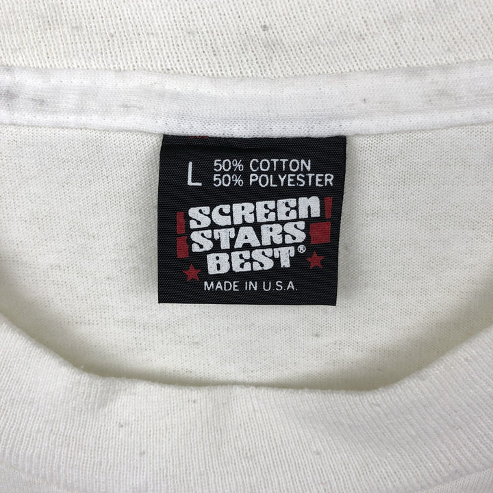 90'S SCREEN STARS Message Print T-Shirt Made in USA Men's L Size Vintage cotton white type Vintage Second Hand