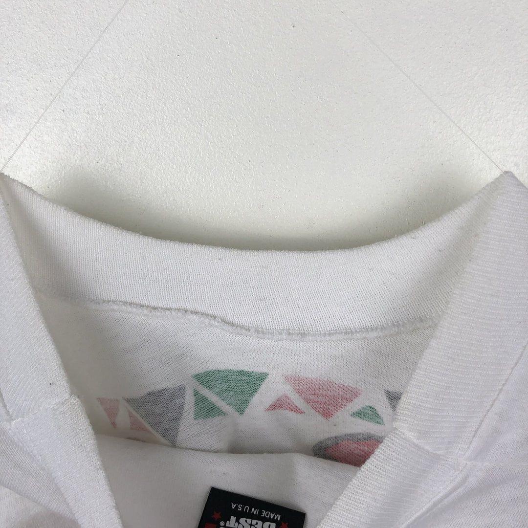 90'S SCREEN STARS Message Print T-Shirt Made in USA Men's L Size Vintage cotton white type Vintage Second Hand