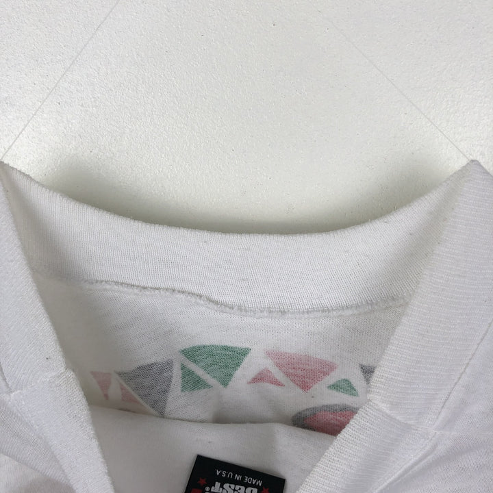 90'S SCREEN STARS Message Print T-Shirt Made in USA Men's L Size Vintage cotton white type Vintage Second Hand