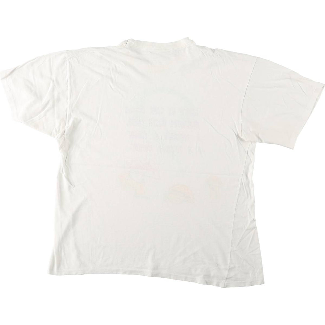 90'S message print T-shirt, men's size M equivalent, vintage. unclear white type Vintage Second Hand