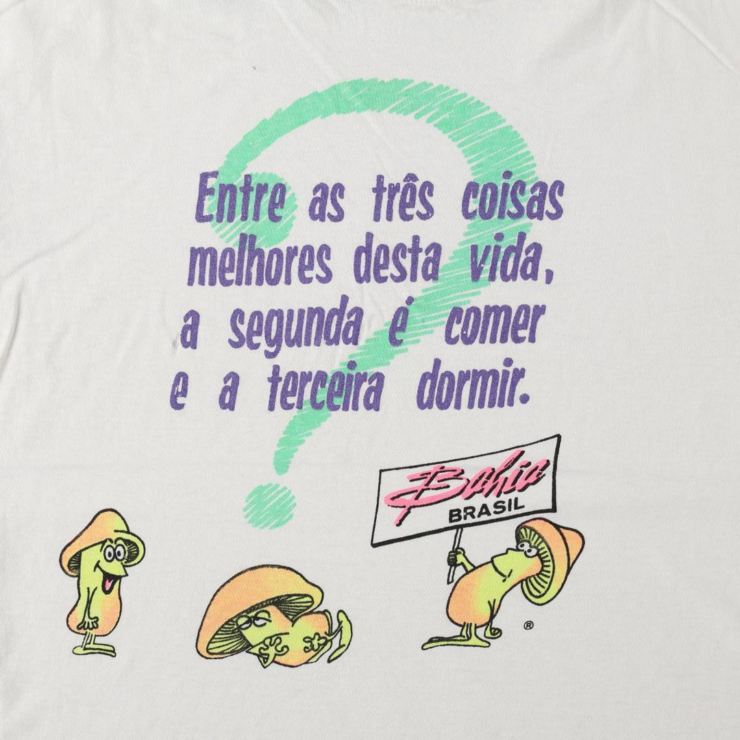 90'S message print T-shirt, men's size M equivalent, vintage. unclear white type Vintage Second Hand