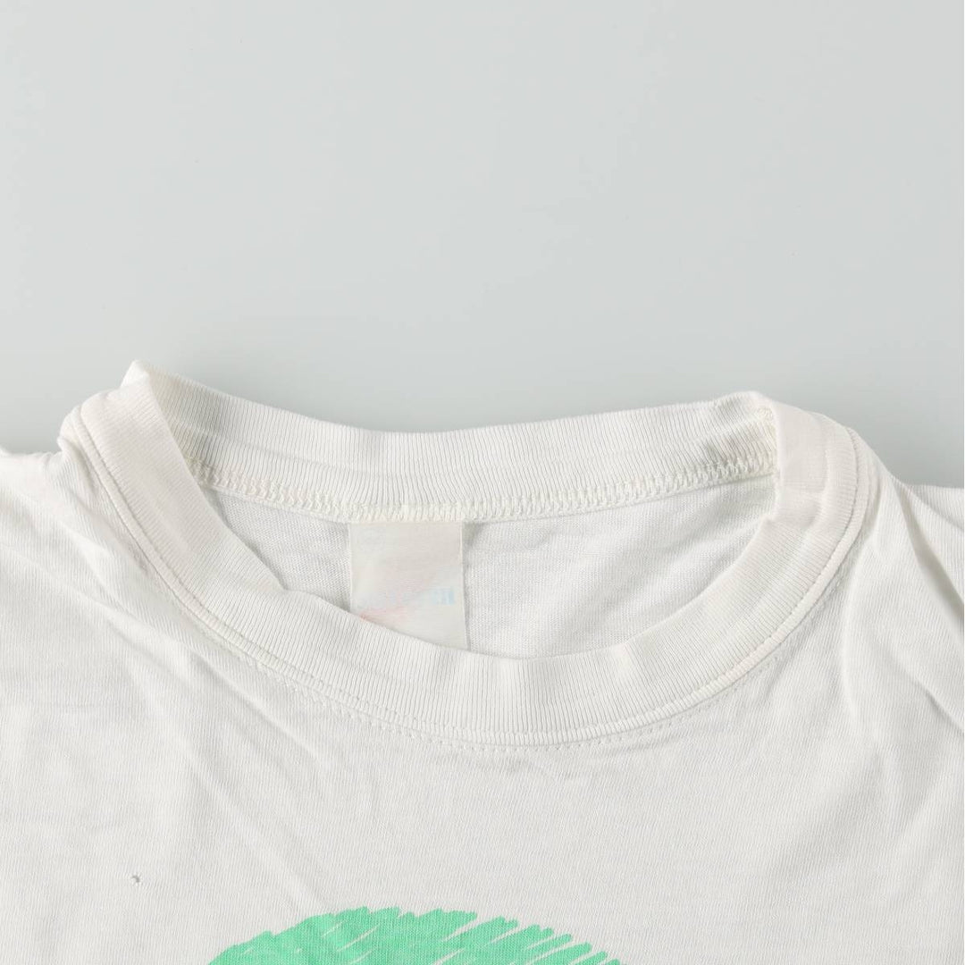 90'S message print T-shirt, men's size M equivalent, vintage. unclear white type Vintage Second Hand