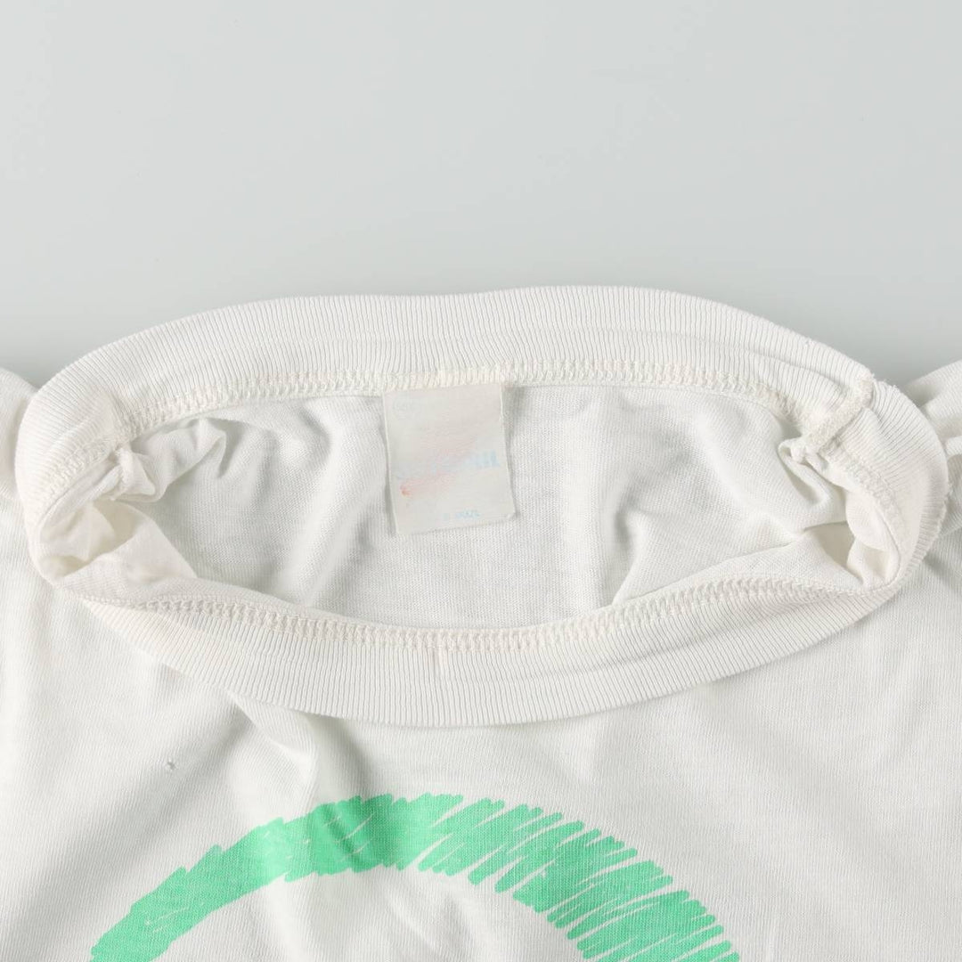 90'S message print T-shirt, men's size M equivalent, vintage. unclear white type Vintage Second Hand