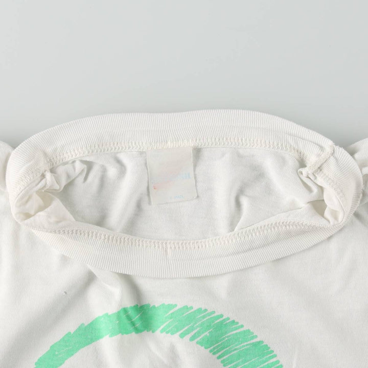 90'S message print T-shirt, men's size M equivalent, vintage. unclear white type Vintage Second Hand