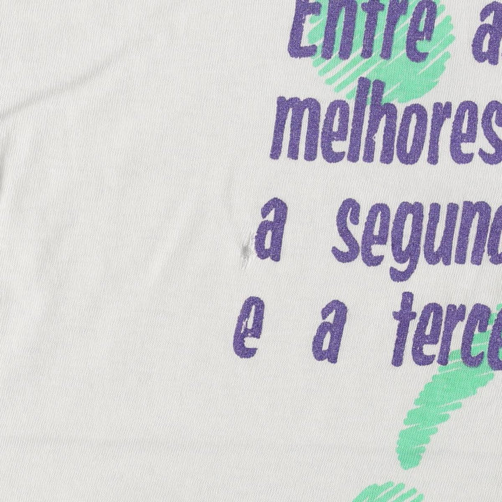 90'S message print T-shirt, men's size M equivalent, vintage. unclear white type Vintage Second Hand