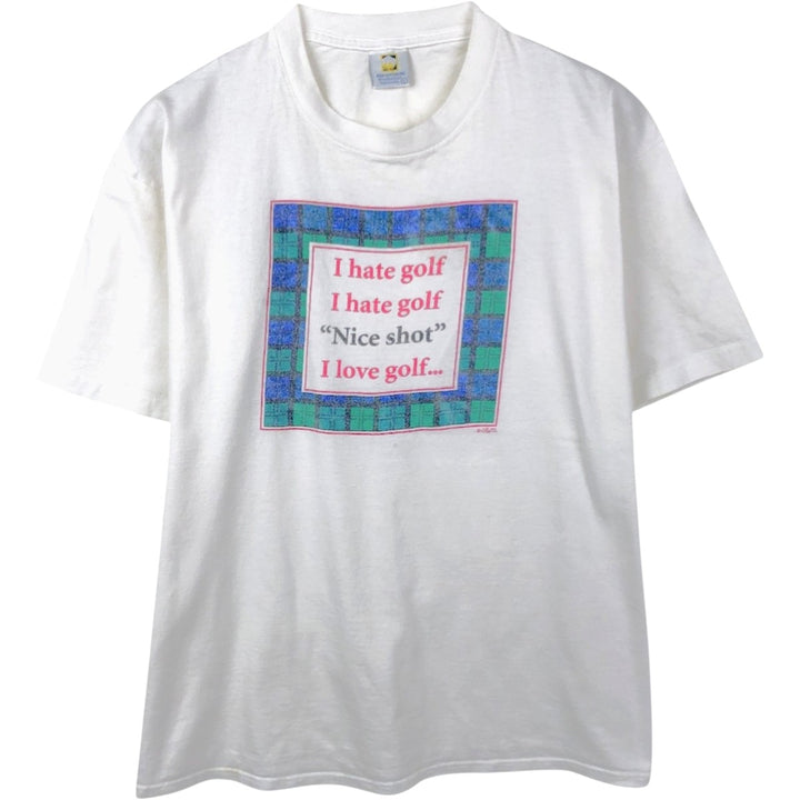 90'S High Cotton Message Print T-Shirt, Made in USA, Men's Size L (Equivalent), Vintage cotton white type Vintage Second Hand