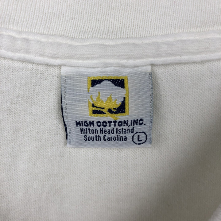90'S High Cotton Message Print T-Shirt, Made in USA, Men's Size L (Equivalent), Vintage cotton white type Vintage Second Hand