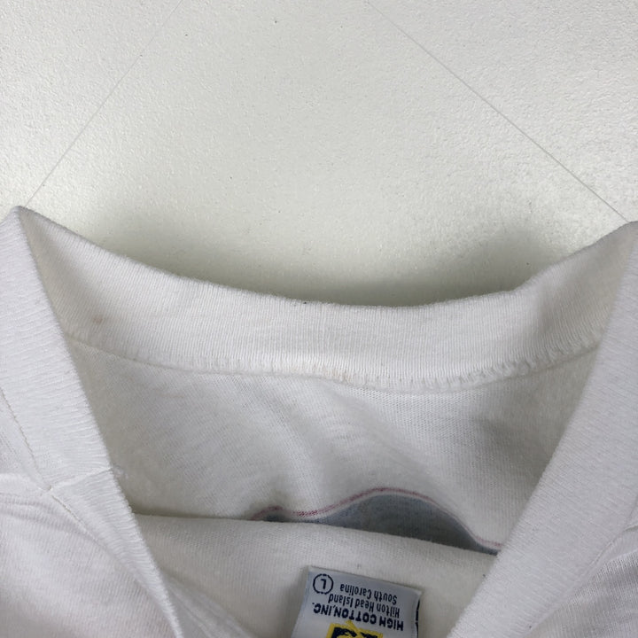 90'S High Cotton Message Print T-Shirt, Made in USA, Men's Size L (Equivalent), Vintage cotton white type Vintage Second Hand
