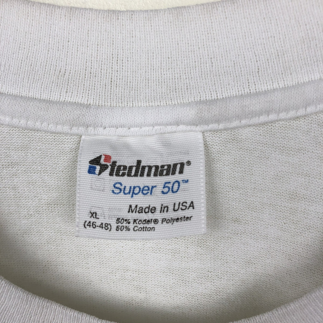 80s-90'S Stedman Super 50 Message Print T-Shirt, Made in USA, Men's XL equivalent, Vintage polyester white type Vintage Second Hand