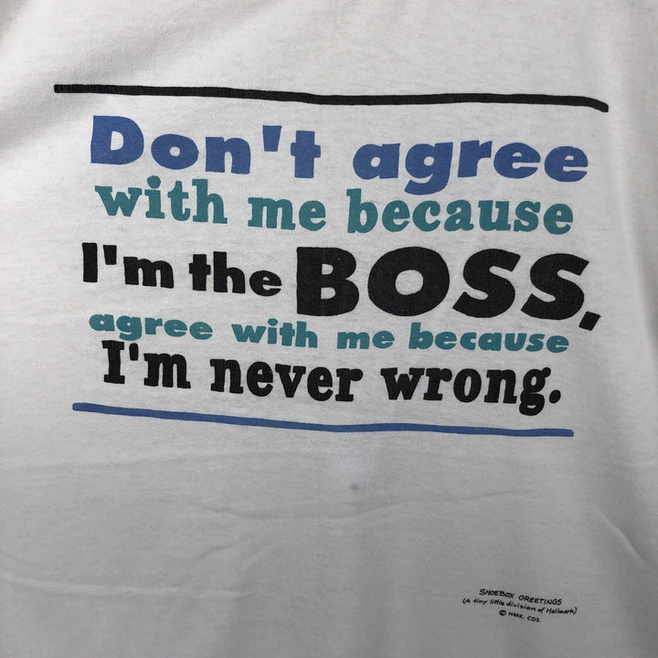 80s-90'S Stedman Super 50 Message Print T-Shirt, Made in USA, Men's XL equivalent, Vintage polyester white type Vintage Second Hand