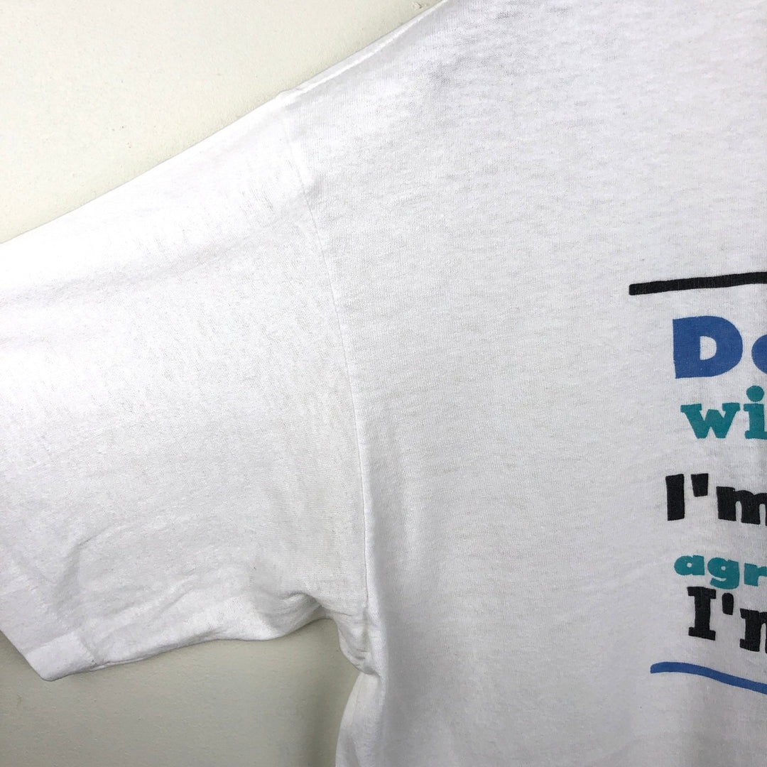 80s-90'S Stedman Super 50 Message Print T-Shirt, Made in USA, Men's XL equivalent, Vintage polyester white type Vintage Second Hand