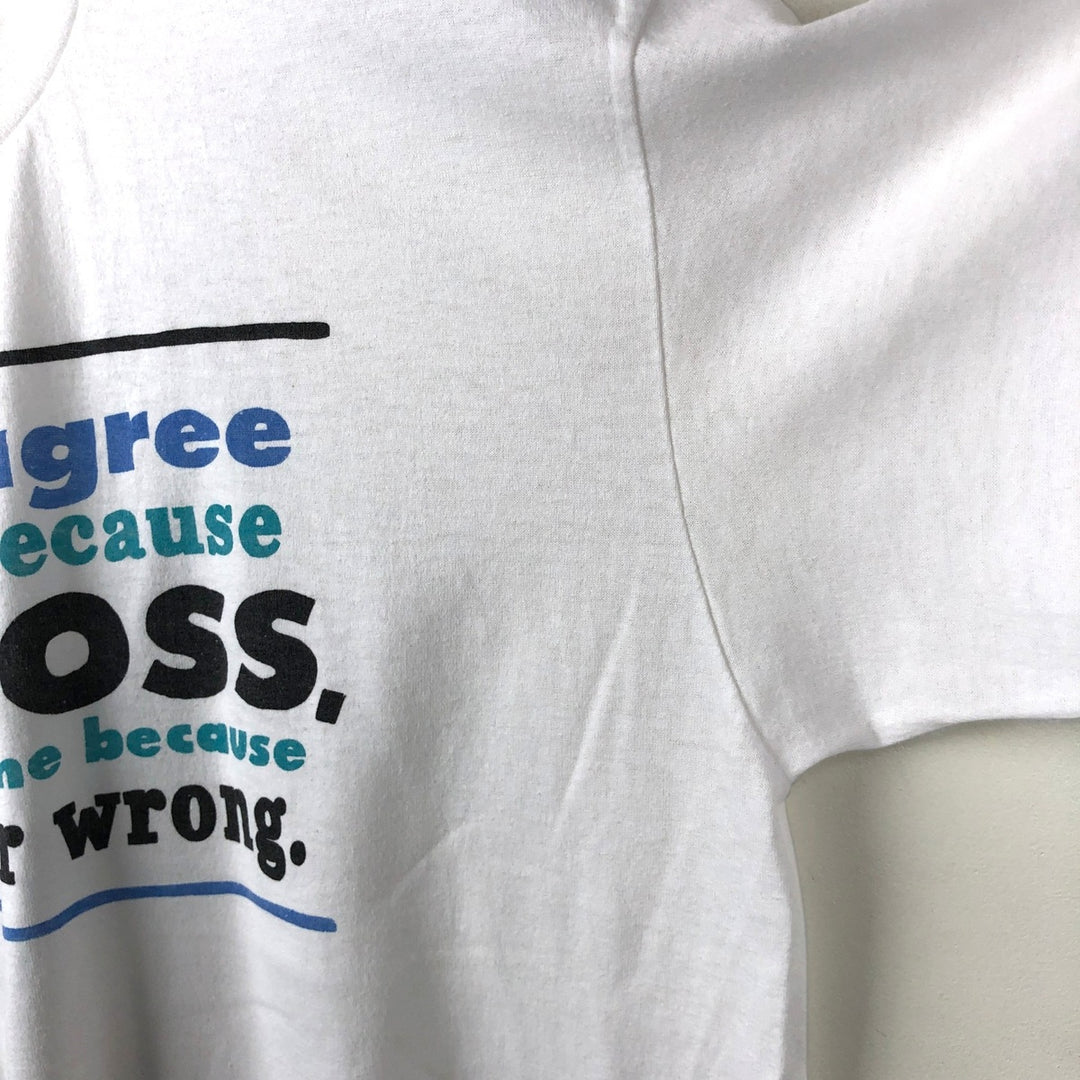 80s-90'S Stedman Super 50 Message Print T-Shirt, Made in USA, Men's XL equivalent, Vintage polyester white type Vintage Second Hand