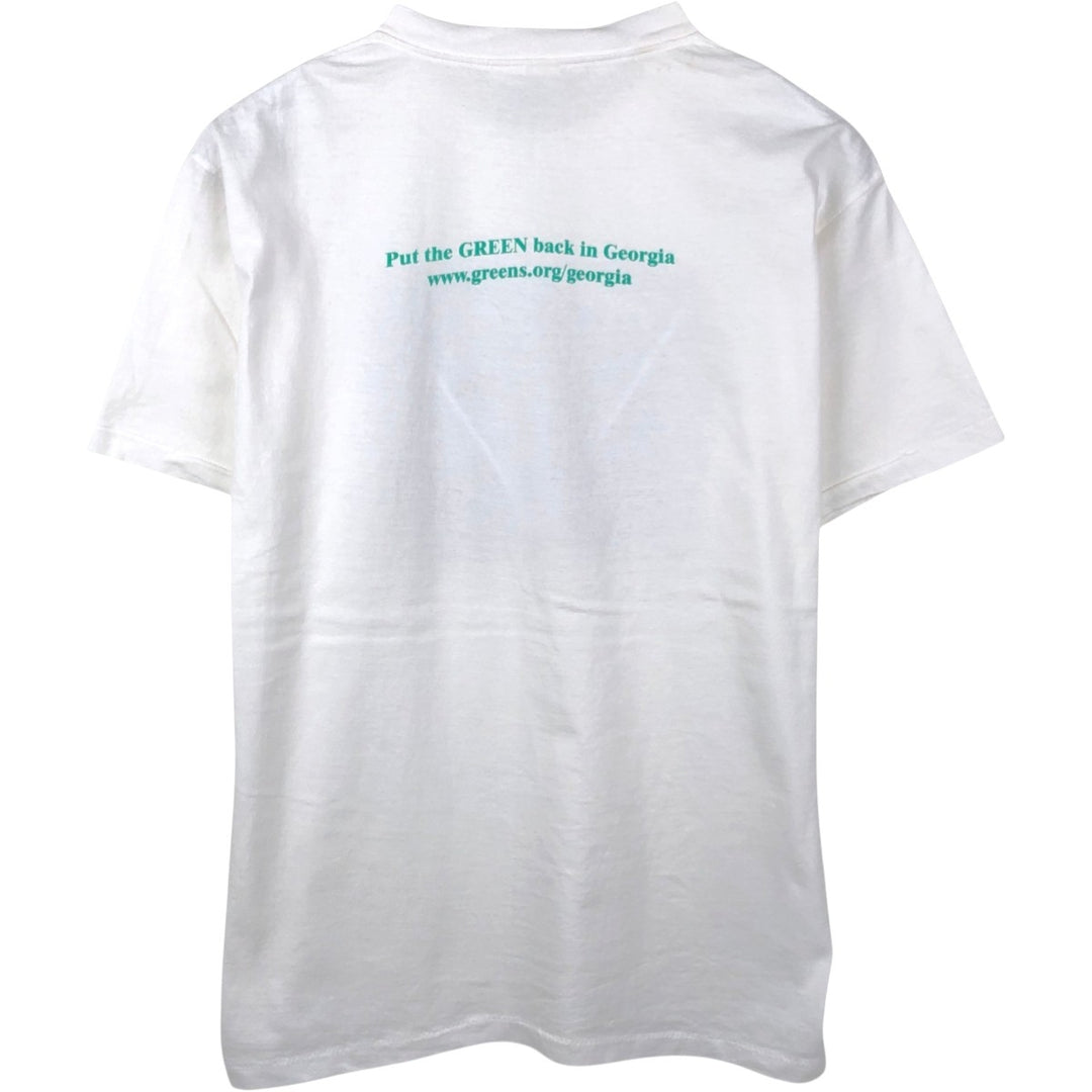 90'S PITCH-IN Art T-Shirt, Made in USA, Men's XL equivalent, Vintage Recycled Cotton white type Vintage Second Hand