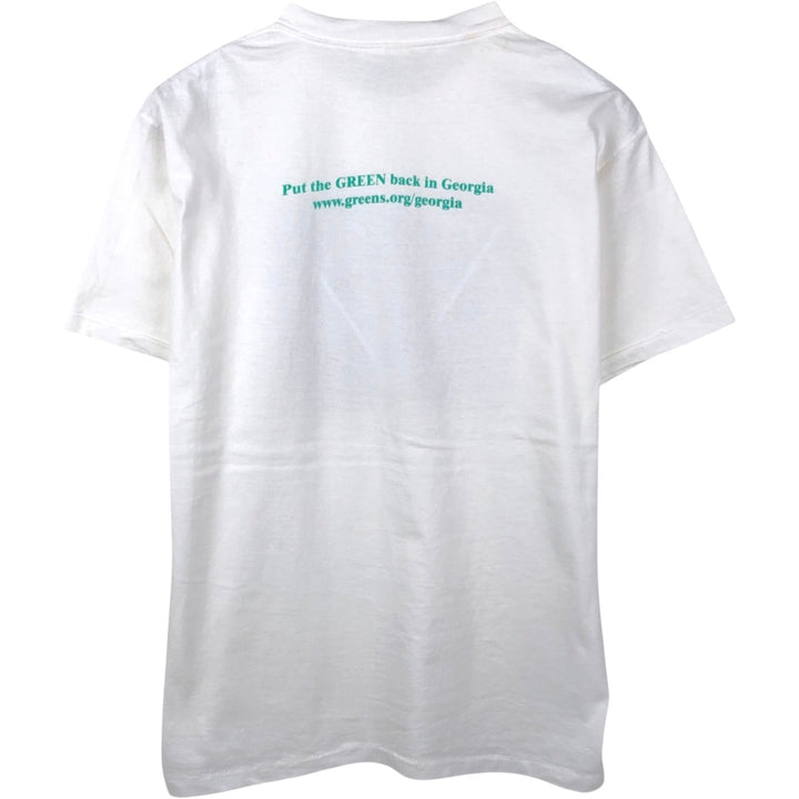 90'S PITCH-IN Art T-Shirt, Made in USA, Men's XL equivalent, Vintage Recycled Cotton white type Vintage Second Hand