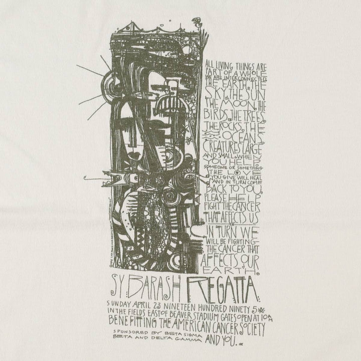 90'S Fruit of the Loom Art T-Shirt, Made in USA, Men's XL equivalent, Vintage cotton white type Vintage Second Hand
