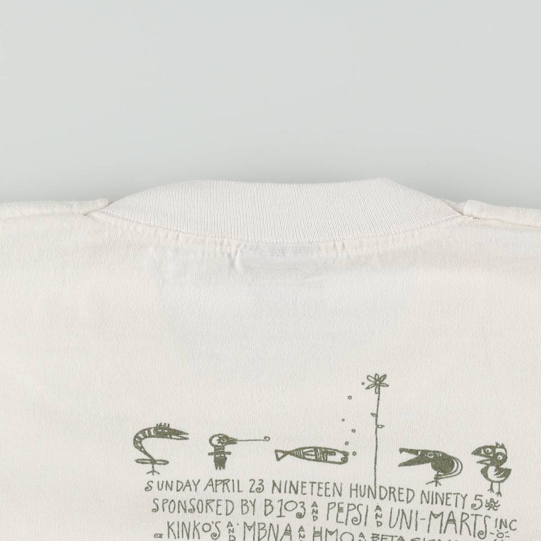 90'S Fruit of the Loom Art T-Shirt, Made in USA, Men's XL equivalent, Vintage cotton white type Vintage Second Hand
