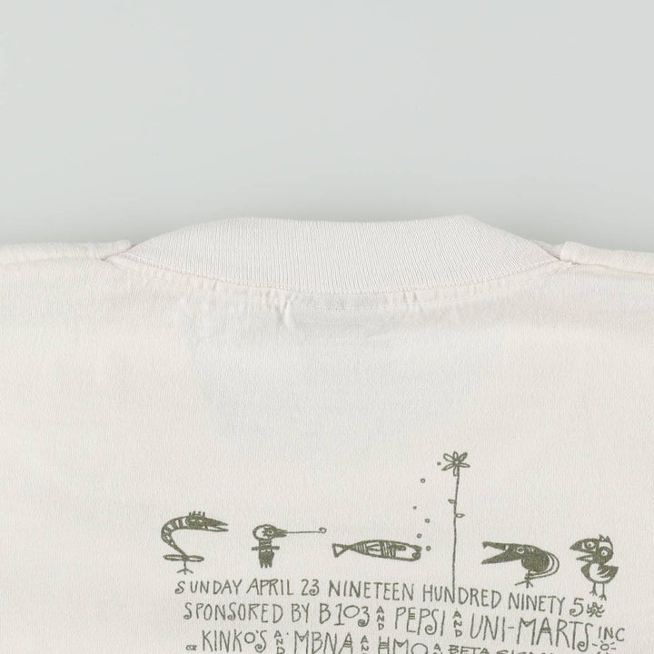 90'S Fruit of the Loom Art T-Shirt, Made in USA, Men's XL equivalent, Vintage cotton white type Vintage Second Hand