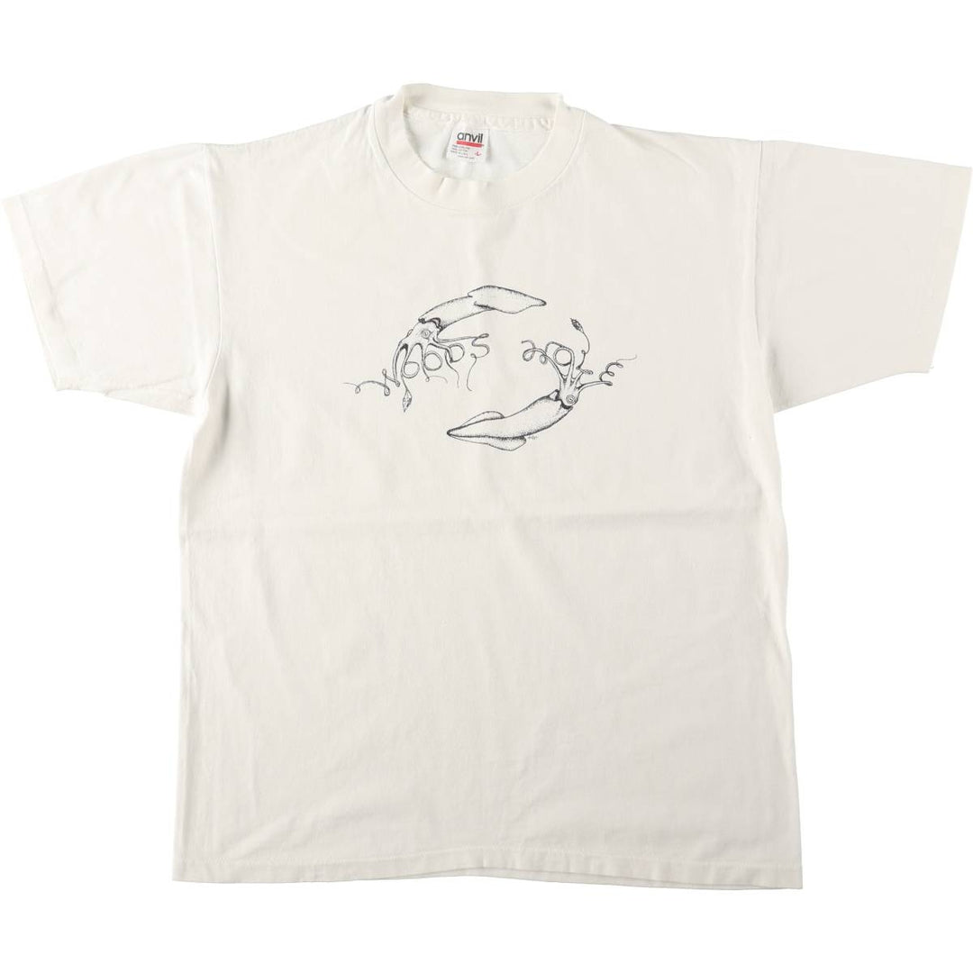 90'S Anvil Art T-shirt Made in USA Men's L size Vintage cotton white type Vintage Second Hand
