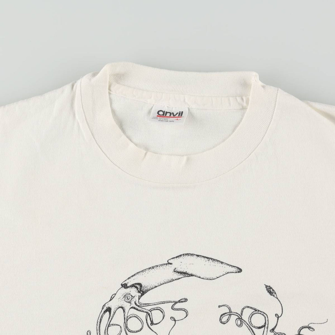 90'S Anvil Art T-shirt Made in USA Men's L size Vintage cotton white type Vintage Second Hand