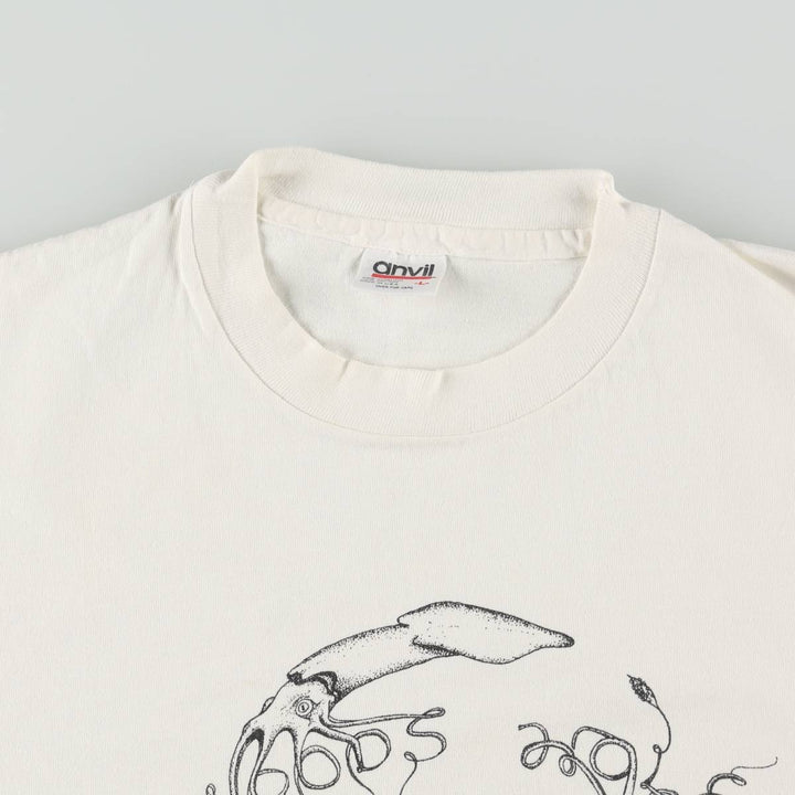 90'S Anvil Art T-shirt Made in USA Men's L size Vintage cotton white type Vintage Second Hand