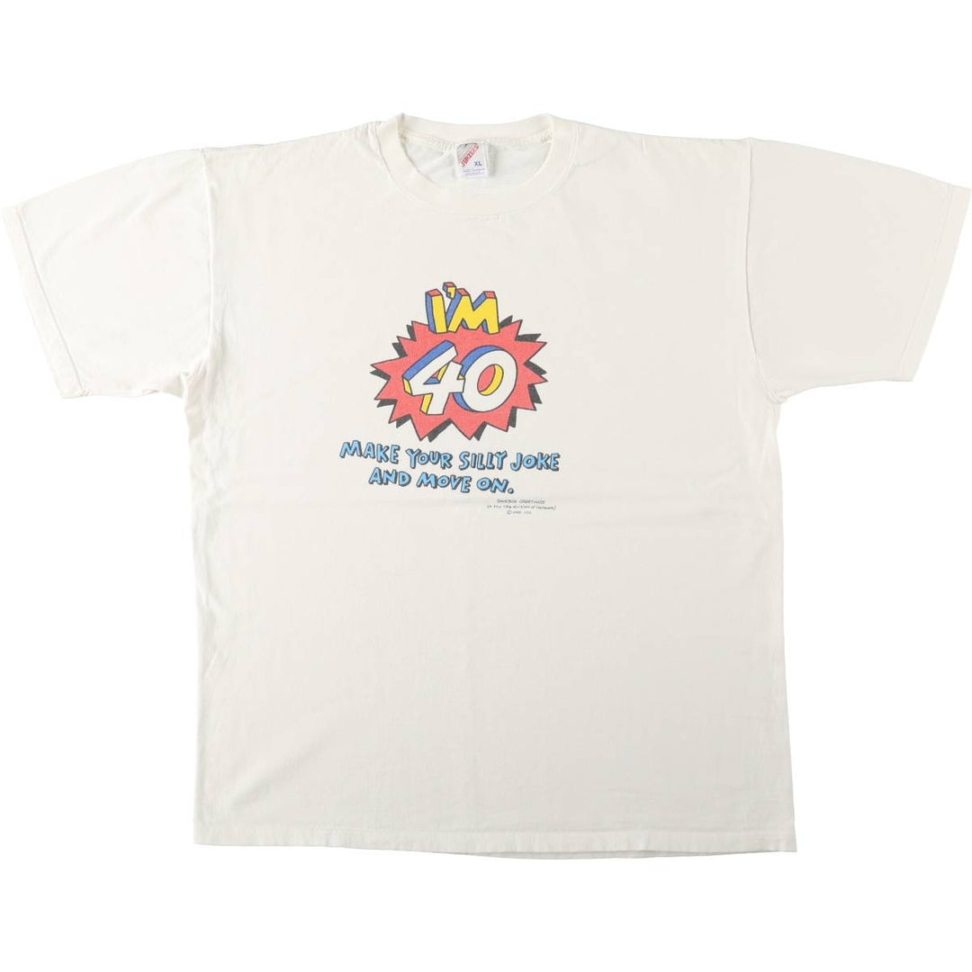 80s-90'S Jerzees Message Print T-Shirt, Made in USA, Men's XL (approx.), Vintage cotton white type Vintage Second Hand