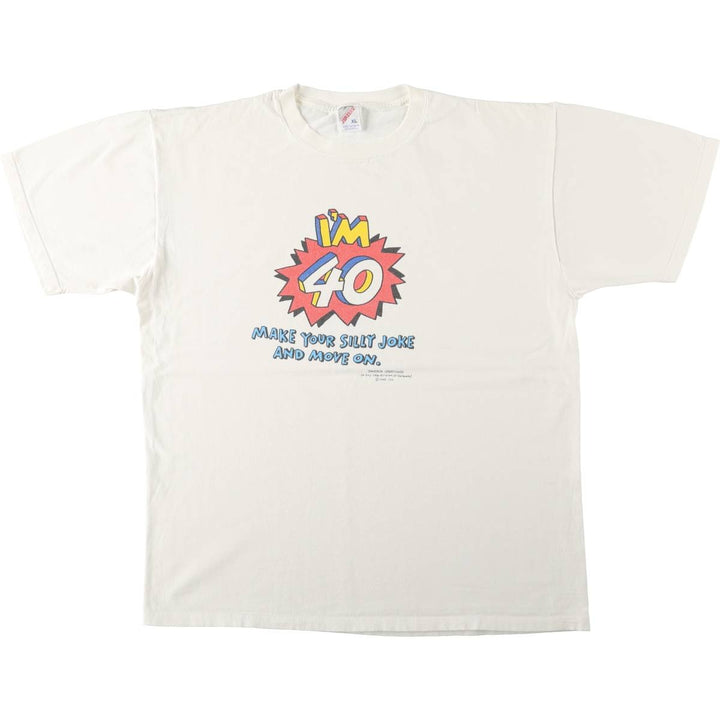 80s-90'S Jerzees Message Print T-Shirt, Made in USA, Men's XL (approx.), Vintage cotton white type Vintage Second Hand