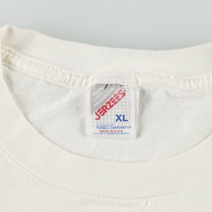 80s-90'S Jerzees Message Print T-Shirt, Made in USA, Men's XL (approx.), Vintage cotton white type Vintage Second Hand