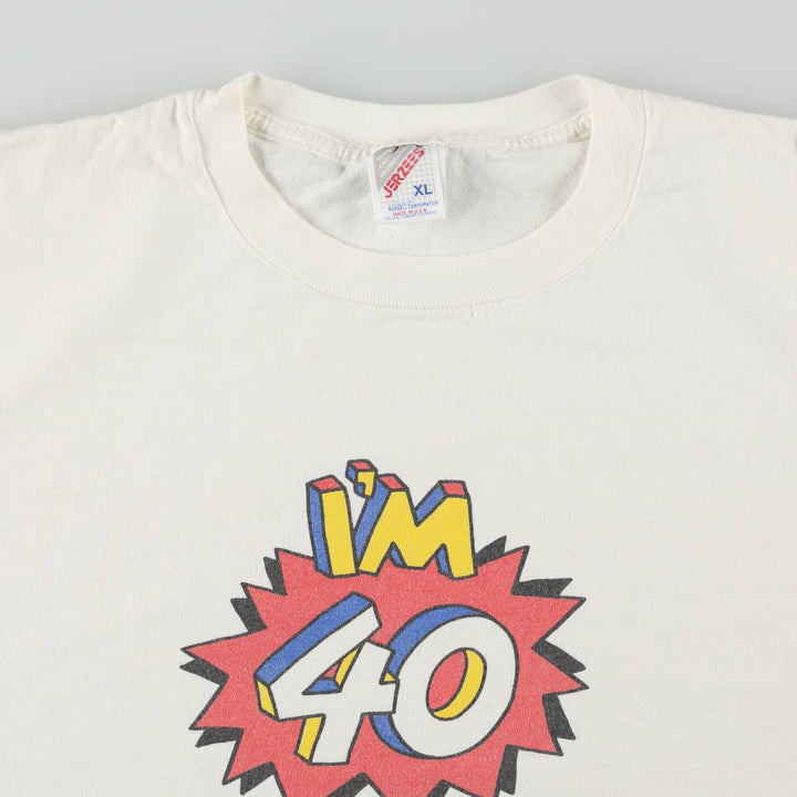 80s-90'S Jerzees Message Print T-Shirt, Made in USA, Men's XL (approx.), Vintage cotton white type Vintage Second Hand