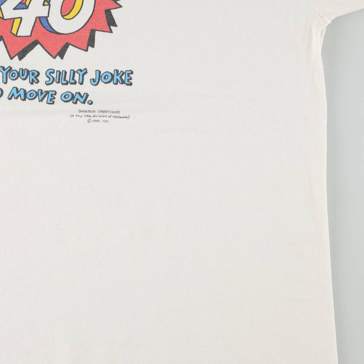 80s-90'S Jerzees Message Print T-Shirt, Made in USA, Men's XL (approx.), Vintage cotton white type Vintage Second Hand