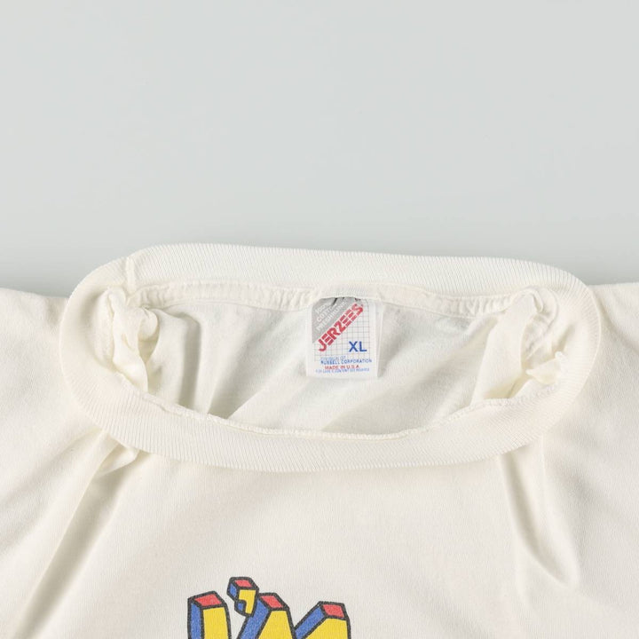 80s-90'S Jerzees Message Print T-Shirt, Made in USA, Men's XL (approx.), Vintage cotton white type Vintage Second Hand