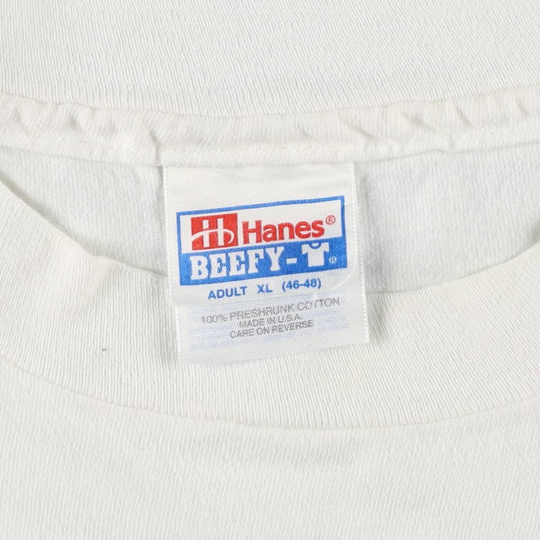 90'S Hanes BEEFY-T Floral Art T-Shirt, Made in USA, Men's XL equivalent, Vintage cotton white type Vintage Second Hand