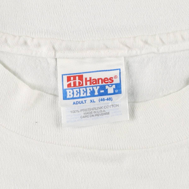 90'S Hanes BEEFY-T Floral Art T-Shirt, Made in USA, Men's XL equivalent, Vintage cotton white type Vintage Second Hand