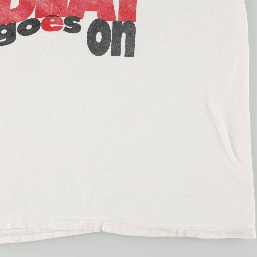90'S Hanes BEEFY-T Message Print T-Shirt Made in USA Men's XL Vintage cotton white type Vintage Second Hand