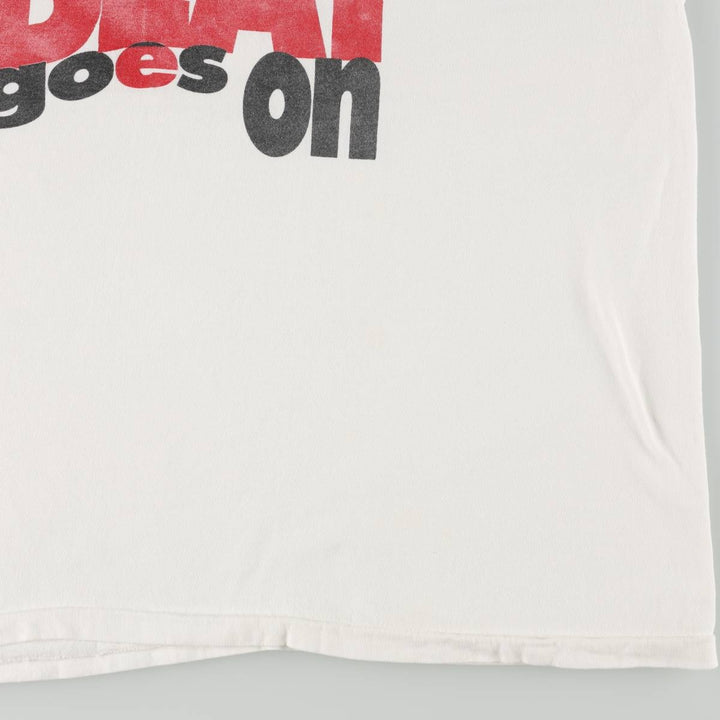 90'S Hanes BEEFY-T Message Print T-Shirt Made in USA Men's XL Vintage cotton white type Vintage Second Hand