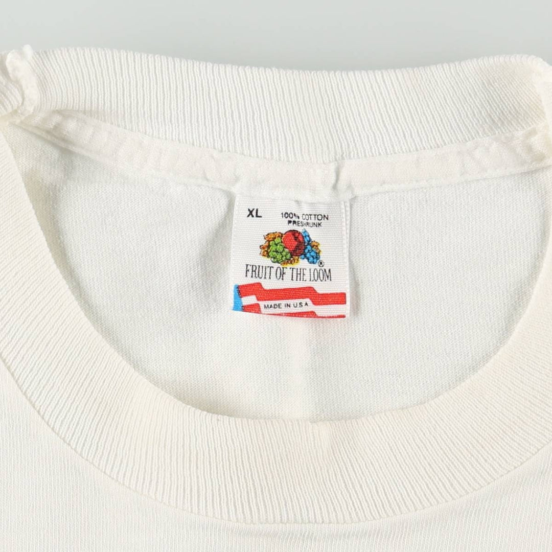 90'S Fruit of the Loom Art T-Shirt, Made in USA, Men's XL equivalent, Vintage cotton white type Vintage Second Hand