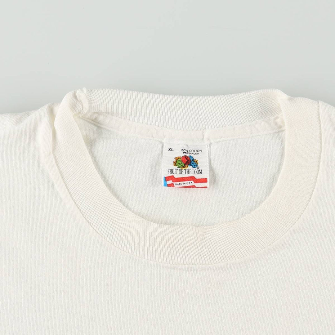 90'S Fruit of the Loom Art T-Shirt, Made in USA, Men's XL equivalent, Vintage cotton white type Vintage Second Hand