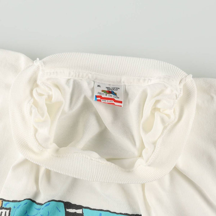 90'S Fruit of the Loom Art T-Shirt, Made in USA, Men's XL equivalent, Vintage cotton white type Vintage Second Hand