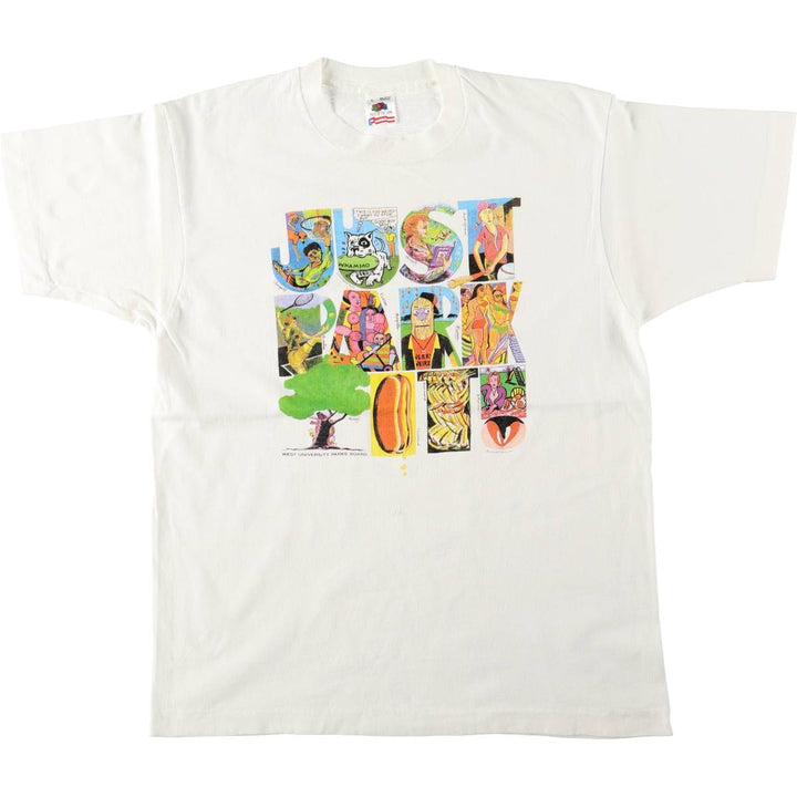 90'S Fruit of the Loom Art T-Shirt, Made in USA, Men's Size L (approx.), Vintage cotton white type Vintage Second Hand