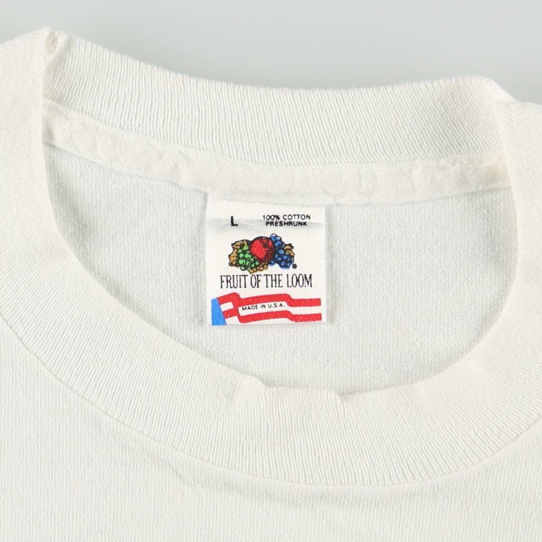 90'S Fruit of the Loom Art T-Shirt, Made in USA, Men's Size L (approx.), Vintage cotton white type Vintage Second Hand