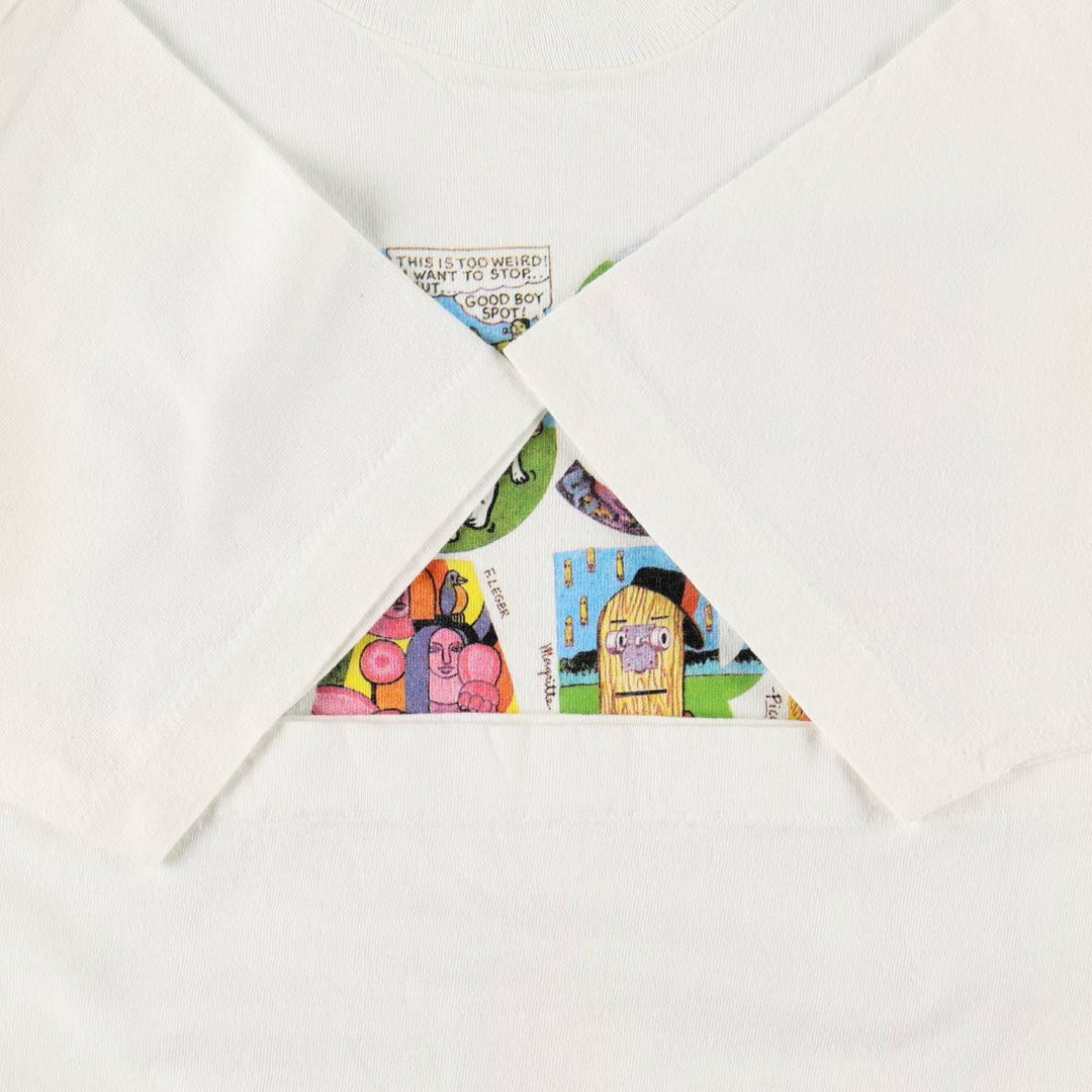90'S Fruit of the Loom Art T-Shirt, Made in USA, Men's Size L (approx.), Vintage cotton white type Vintage Second Hand