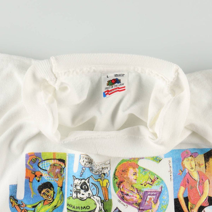 90'S Fruit of the Loom Art T-Shirt, Made in USA, Men's Size L (approx.), Vintage cotton white type Vintage Second Hand