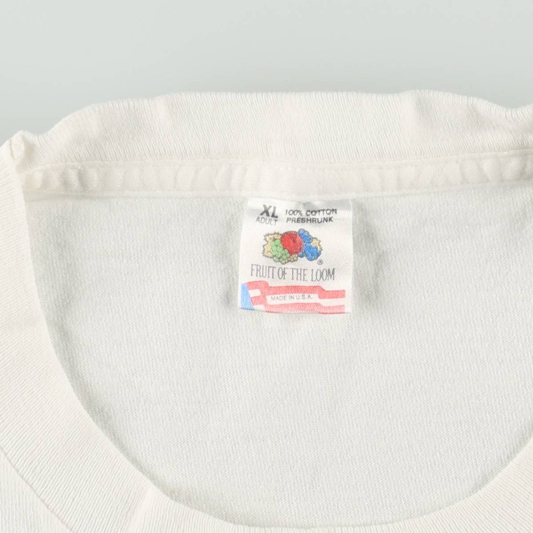 90'S Fruit of the Loom Art T-Shirt, Made in USA, Men's XL equivalent, Vintage cotton white type Vintage Second Hand